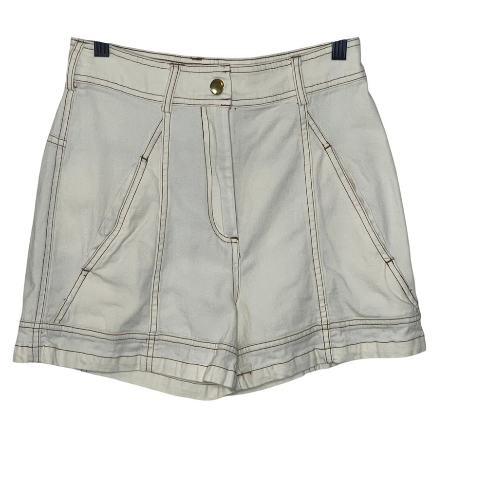 Parker Womens High Rise Utility Shorts Off-White Contrast Stitch Size XS